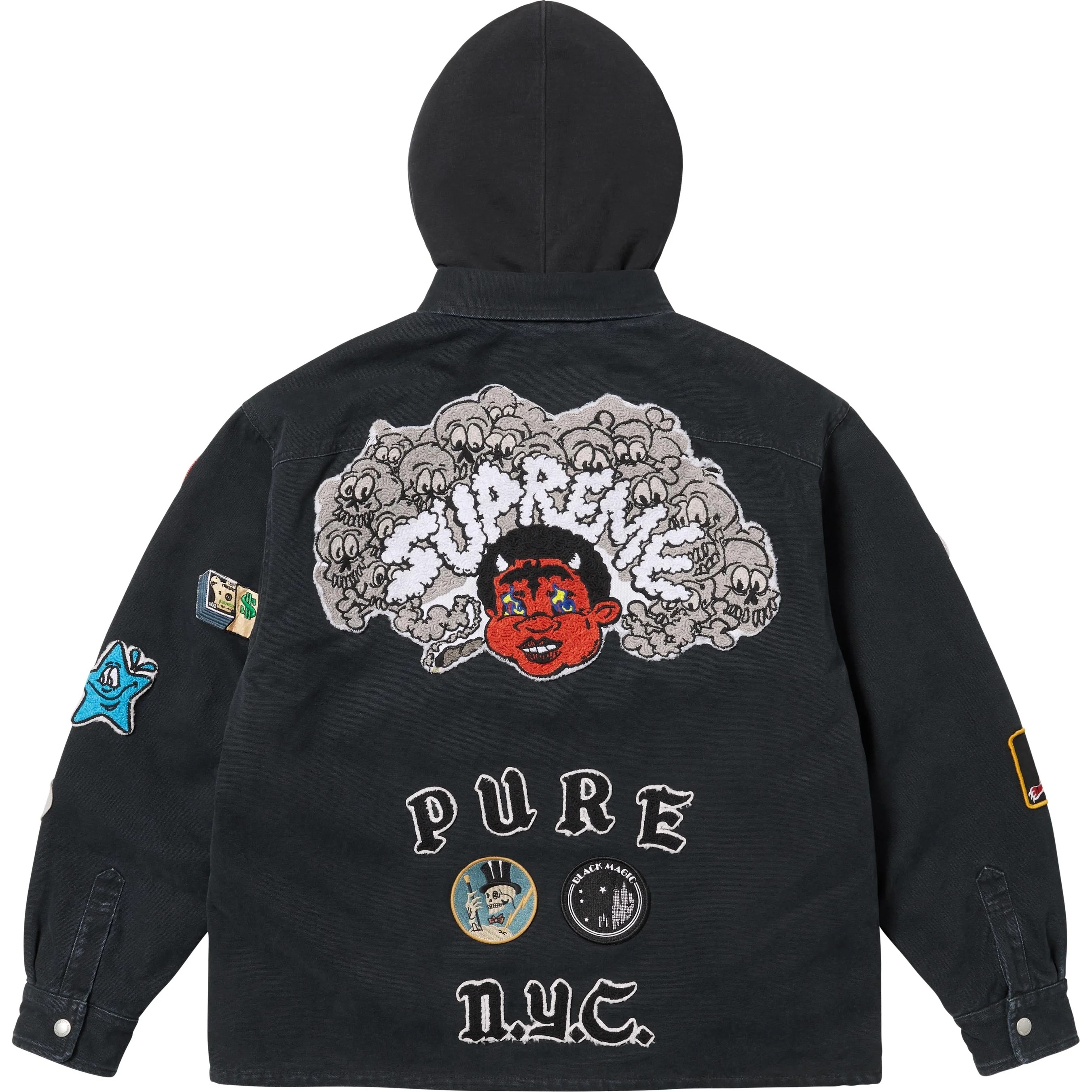 Patches Hooded Zip Up Shirt view 11